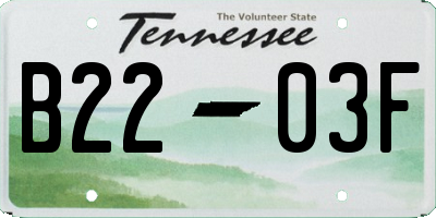 TN license plate B2203F