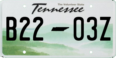 TN license plate B2203Z