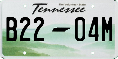 TN license plate B2204M