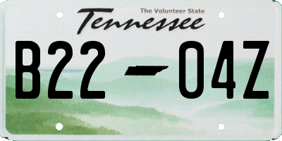 TN license plate B2204Z