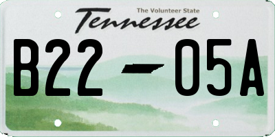 TN license plate B2205A