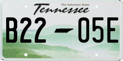 TN license plate B2205E