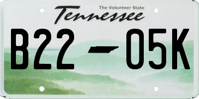 TN license plate B2205K