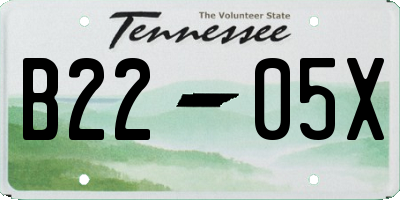 TN license plate B2205X