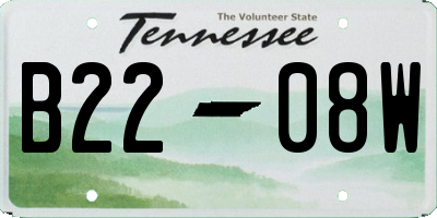TN license plate B2208W