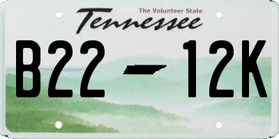 TN license plate B2212K