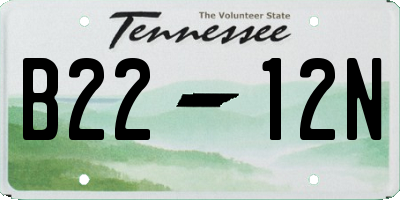 TN license plate B2212N