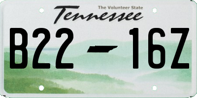 TN license plate B2216Z