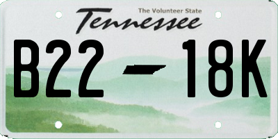 TN license plate B2218K
