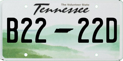 TN license plate B2222D