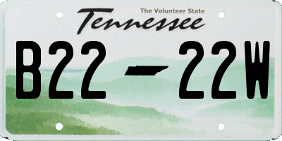 TN license plate B2222W