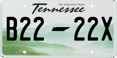 TN license plate B2222X