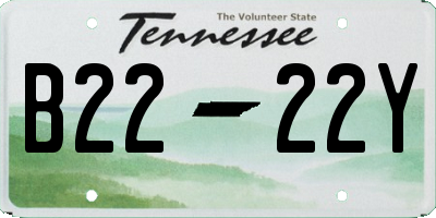 TN license plate B2222Y