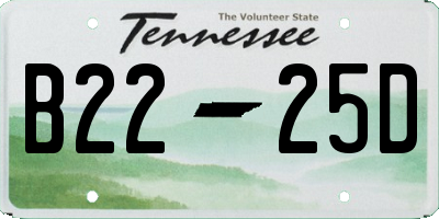 TN license plate B2225D
