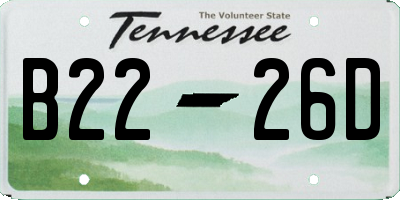 TN license plate B2226D