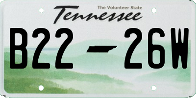 TN license plate B2226W