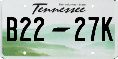 TN license plate B2227K