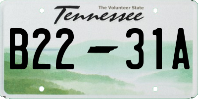 TN license plate B2231A