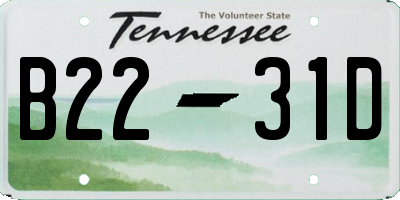 TN license plate B2231D