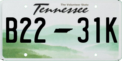 TN license plate B2231K