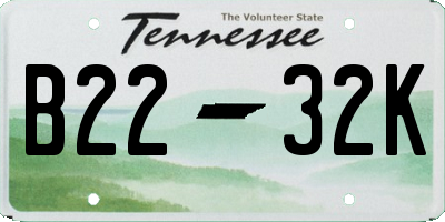 TN license plate B2232K
