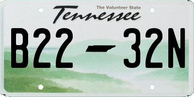TN license plate B2232N
