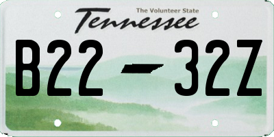 TN license plate B2232Z