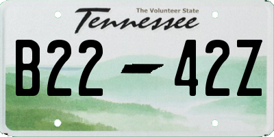 TN license plate B2242Z