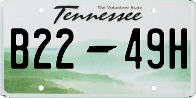 TN license plate B2249H
