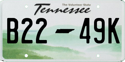 TN license plate B2249K