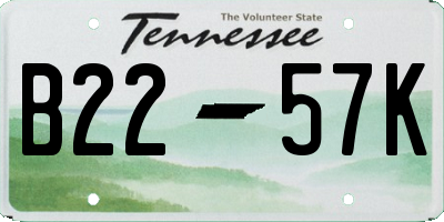 TN license plate B2257K