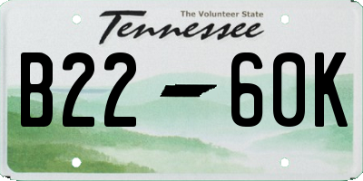 TN license plate B2260K