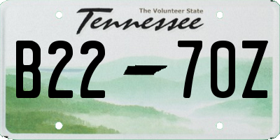 TN license plate B2270Z
