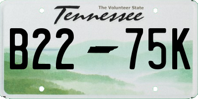 TN license plate B2275K