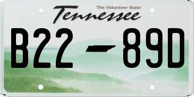 TN license plate B2289D