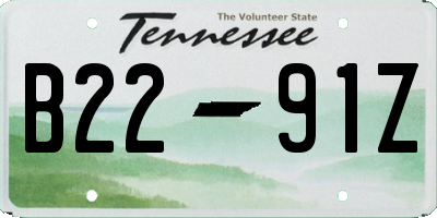 TN license plate B2291Z