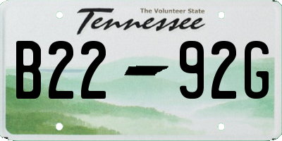TN license plate B2292G