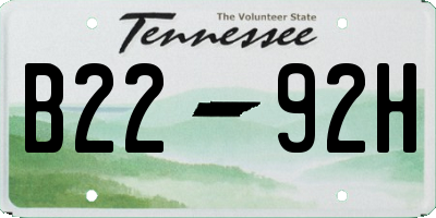 TN license plate B2292H