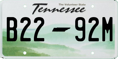 TN license plate B2292M