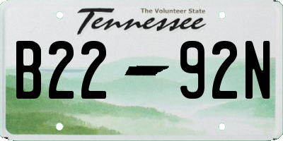 TN license plate B2292N