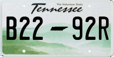 TN license plate B2292R
