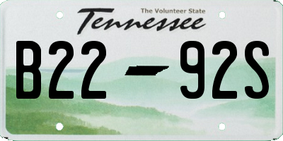 TN license plate B2292S