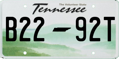 TN license plate B2292T