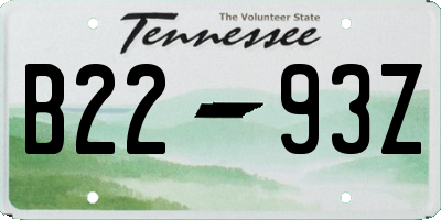 TN license plate B2293Z
