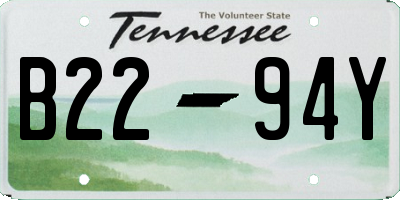 TN license plate B2294Y