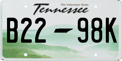 TN license plate B2298K
