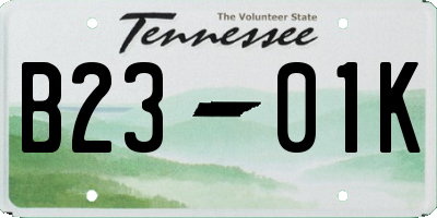 TN license plate B2301K