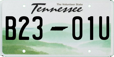 TN license plate B2301U
