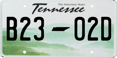 TN license plate B2302D