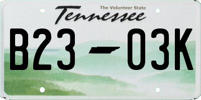 TN license plate B2303K